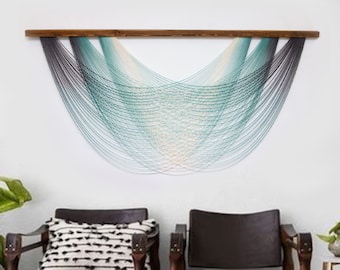 Dip Dye Macrame Wall Hanging, Macrame Headboard, Large Macrame Wall Hanging, Teal Ombre Macrame Wall Hanging, Extra Large Macrame Wall Art