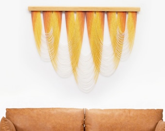 Yellow Dip Dye Macrame Wall Hanging, Fiber Art Wall Hanging, Macrame Headboard, Large Macrame Wall Hanging, Yellow Macrame Wall Hanging