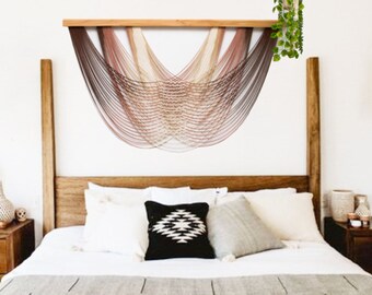 Dip Dye Macrame Wall Hanging, Large Macrame Wall Hanging, Macrame Headboard, Fiber Art Wall Hanging, Brown Macrame Wall Hanging, Macrame Art