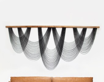 Black Macrame Wall Hanging, Fiber Art Wall Hanging, Macrame Headboard, Extra Large Macrame Wall Hanging, Black Macrame Tapestry