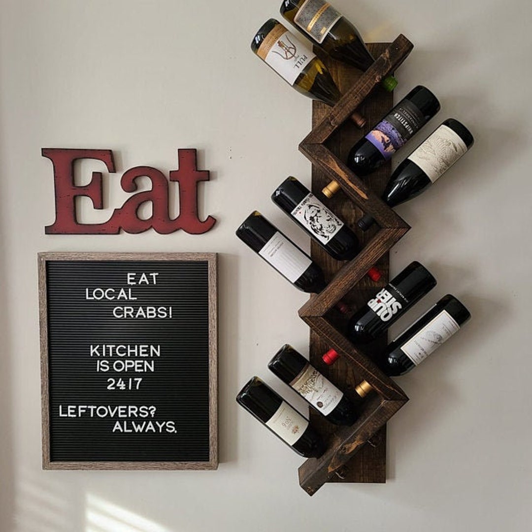 Zig Zag Wine Rack Z Geometric Wall Mounted Rustic Wood Wine Etsy
