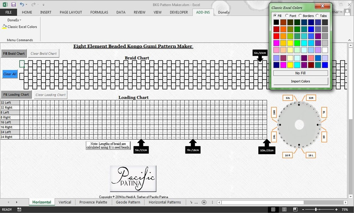 Kumihimo Bead Placement Mapping Eight Element Beaded Kongo Gumi Pattern