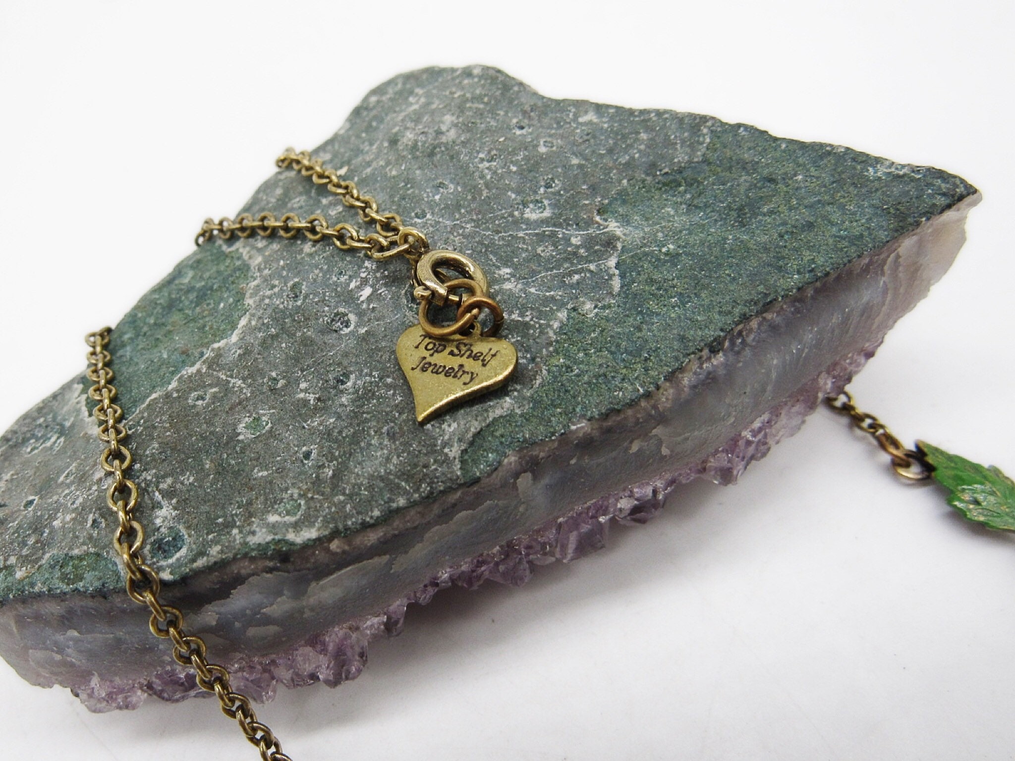 Vintage Top Shelf retro antiqued brass brilliant red and green Cherry