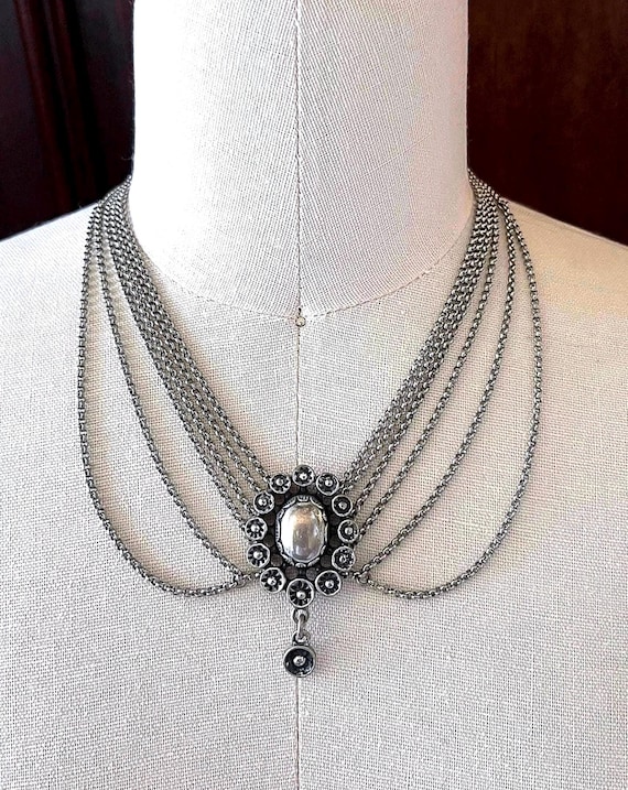 Fabulous vintage German Tractenkette 835 Silver traditional Old World Charm gorgeous hallmarked Jugendstil Goiter Necklace