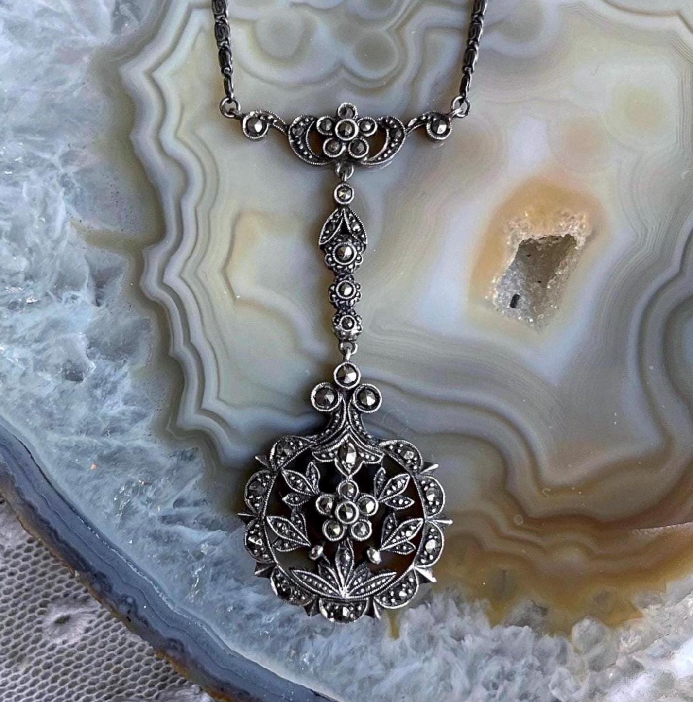 Rare Antique Art Deco German 935 Silver Brilliant Faceted 