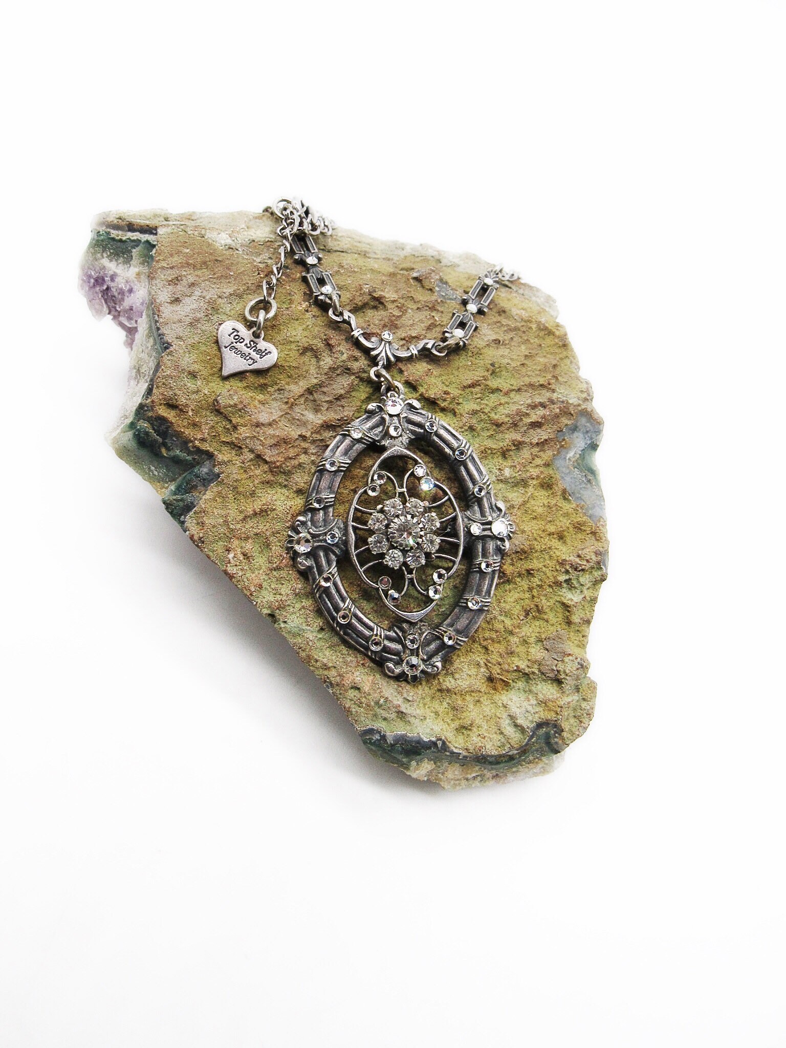 Top Shelf jewelry vintage 1980s Victorian revival antiqued silver tone