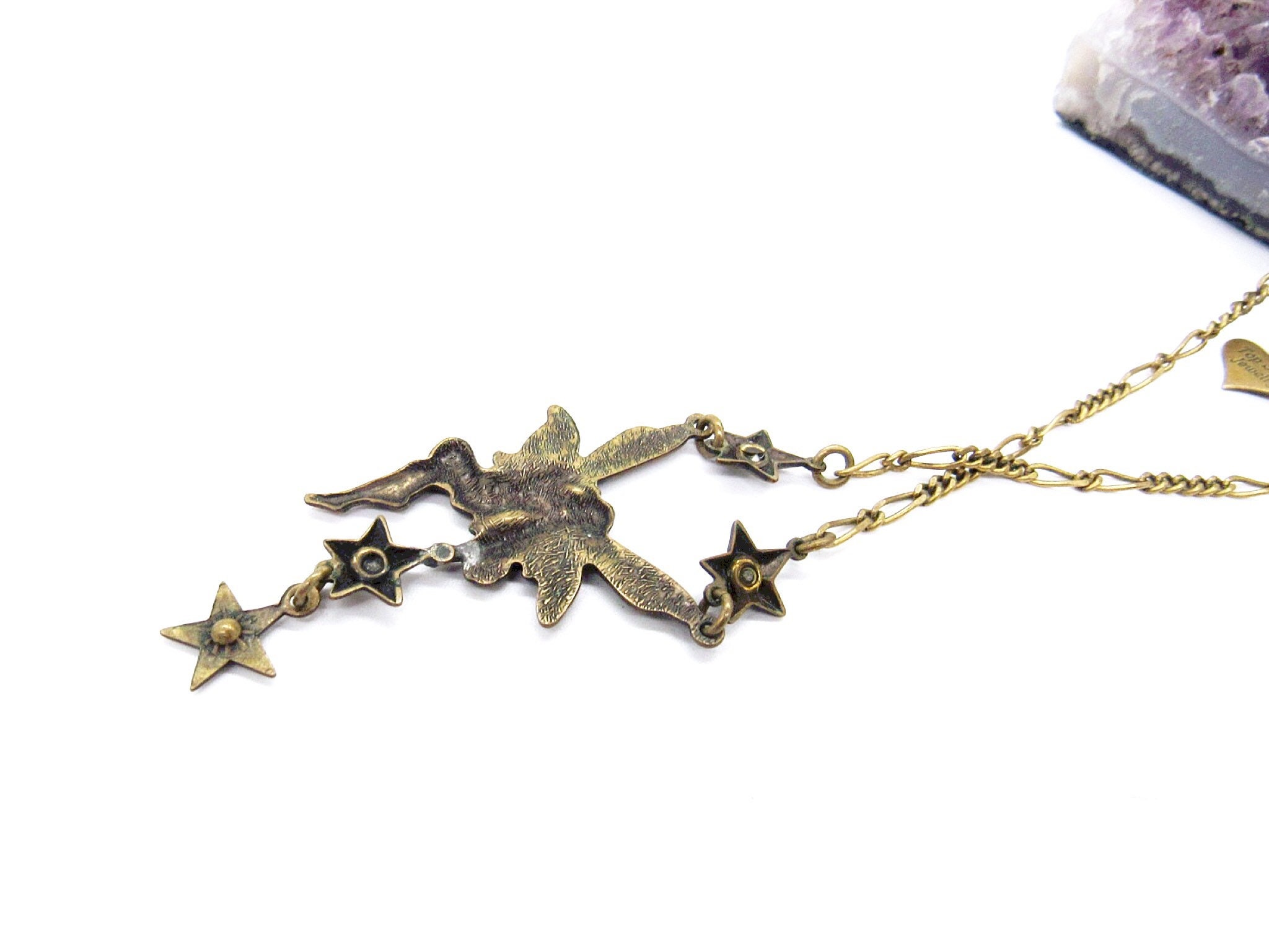 Vintage Top Shelf jewelry antiqued brass Fairy stars and Aurora