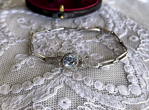 Rare Richard Friedel Art Deco German 835 Silver brilliant faceted Spinel gemstone beautiful hallmarked Link Bracelet