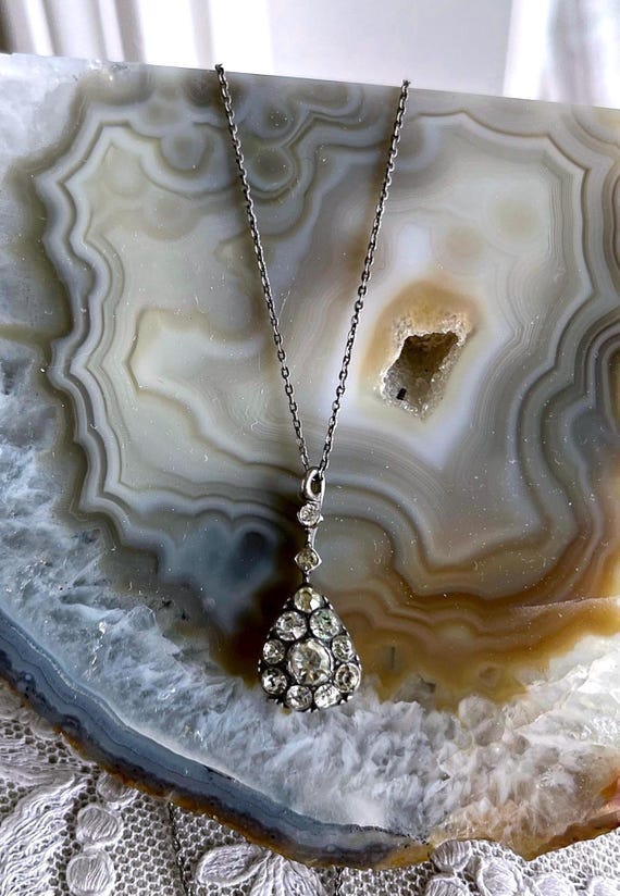 Antique 830 Silver Paste Stone Pendant Necklace - Knoll & Pregizer