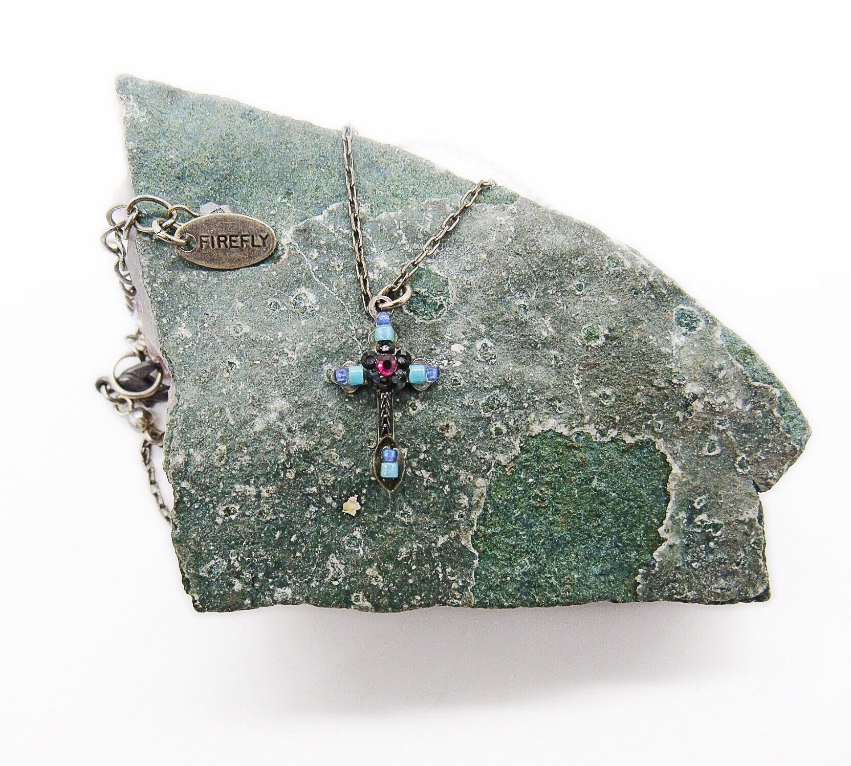 Vintage Firefly jewelry company silver plated antiqued steel colorful