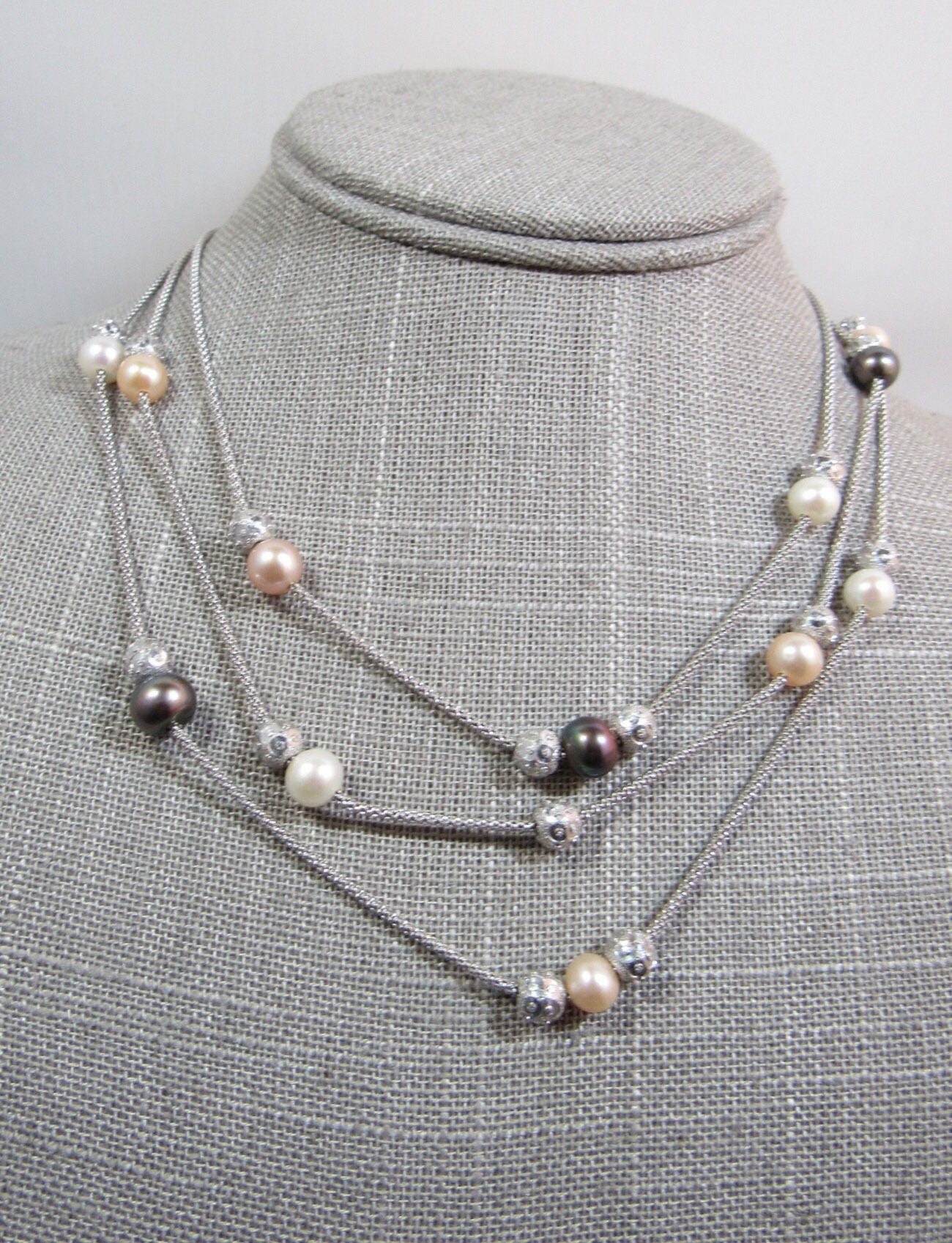 Designer Frederic Duclos retired multi strand sterling silver gray
