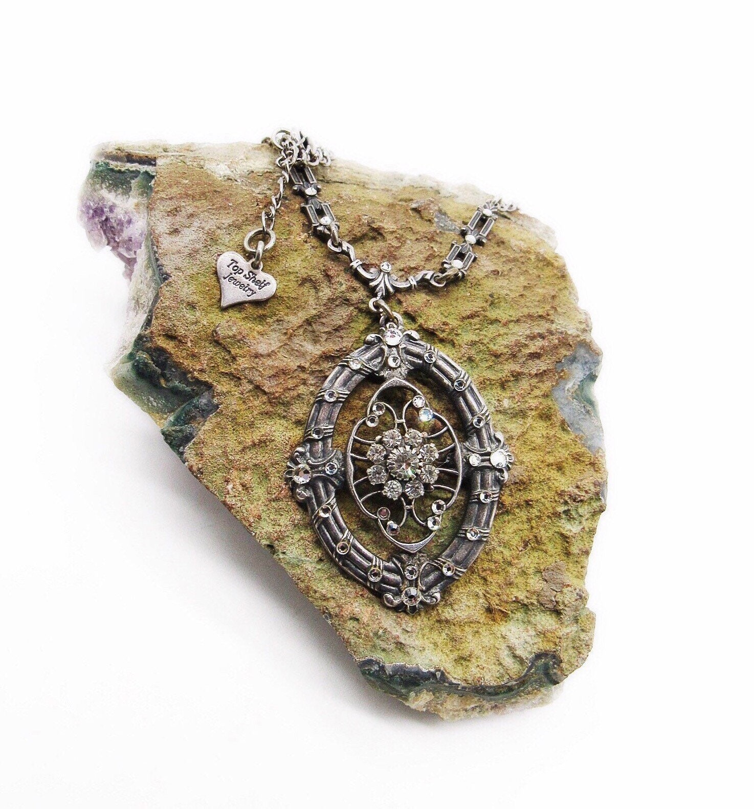 Top Shelf jewelry vintage 1980s Victorian revival antiqued silver tone