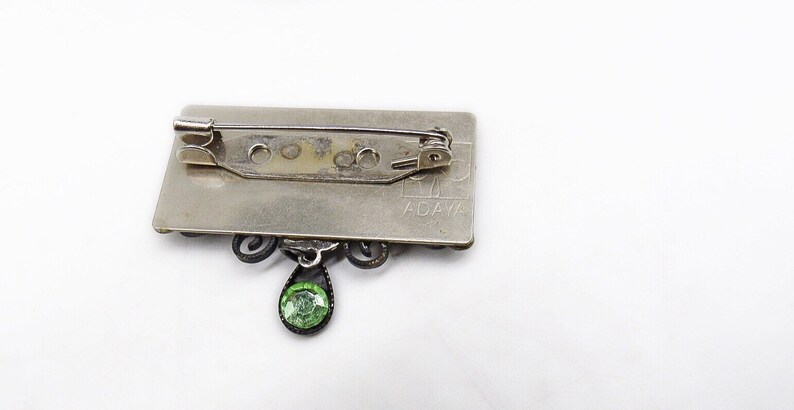 Amazing Adaya vintage Austrian Crystal Czech Glass Enamel handcrafted in Israel signed Artisan Brooch