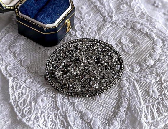 1930s Art Deco Sterling Silver Marcasite Brooch