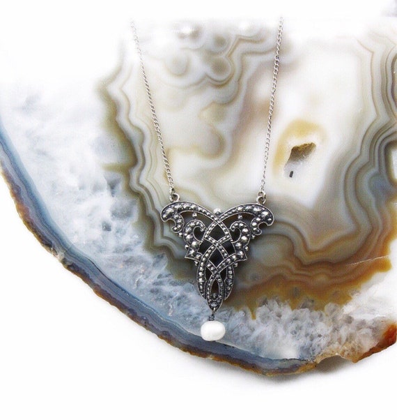 Delicate antique Edwardian Sterling Silver Marcasi