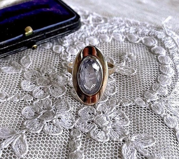 Fine antique 8K Yellow Gold Genuine faceted Purple Spinel size 6.25 hallmarked Cocktail Ring