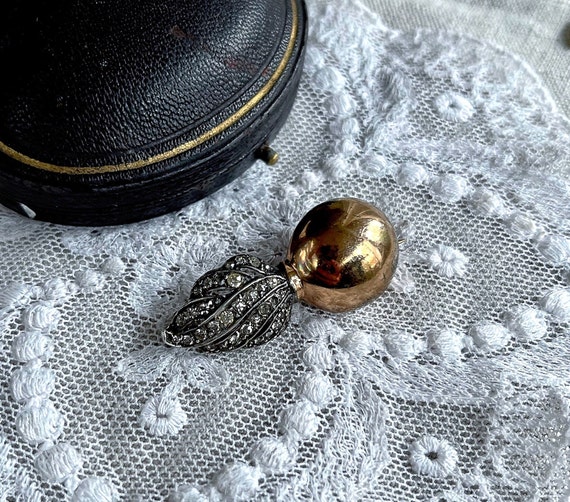 Distinctive vintage Art Deco Sterling Silver Gold Rolled brilliant faceted Paste Stone accented Comet Motif  hallmarked Statement Brooch