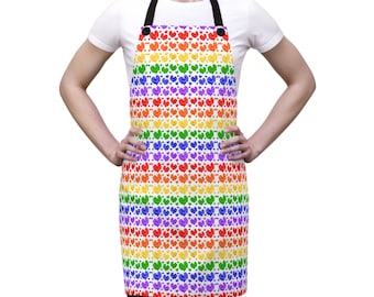 Vibrant Rainbow Pride Hearts Apron - LGBT Kitchen wear - All Over Print