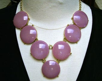 Vintage Runway Frosted Lavender Lucite Cabochon Bib Necklace