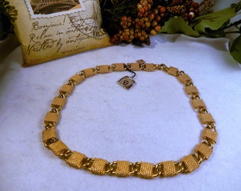 RARE Vintage 70's/80's Anne Klein Lions Head Gold Padlock Collar Necklace Original Tag