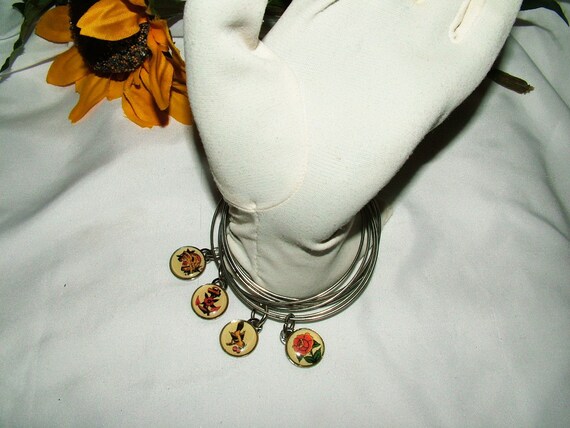 Retired Signed Lucy Lu Vintage Inspired Bangle Charm Bracelet ...