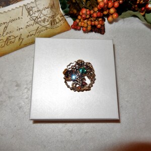 Vintage Mid Century AZUB Austria Multi Color Gold Tone Brooch image 3