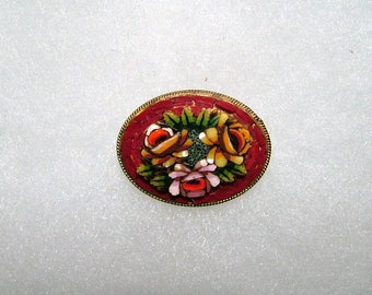 Vintage/Antique 1900's Italian Micro Mosaic Floral Brooch/Pin