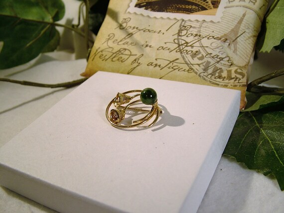 Vintage Signed La Marquise Jade Floral Filigree 1… - image 2