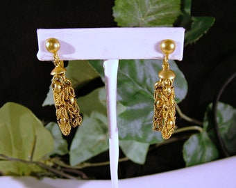 Vintage Art Deco Unique Gold Wash Screw Back Earrings