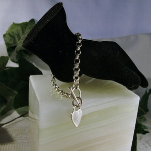 Vintage Israeli David Varsano 925 Sterling Silver Heart Toggle Close Charm Bracelet (16g)