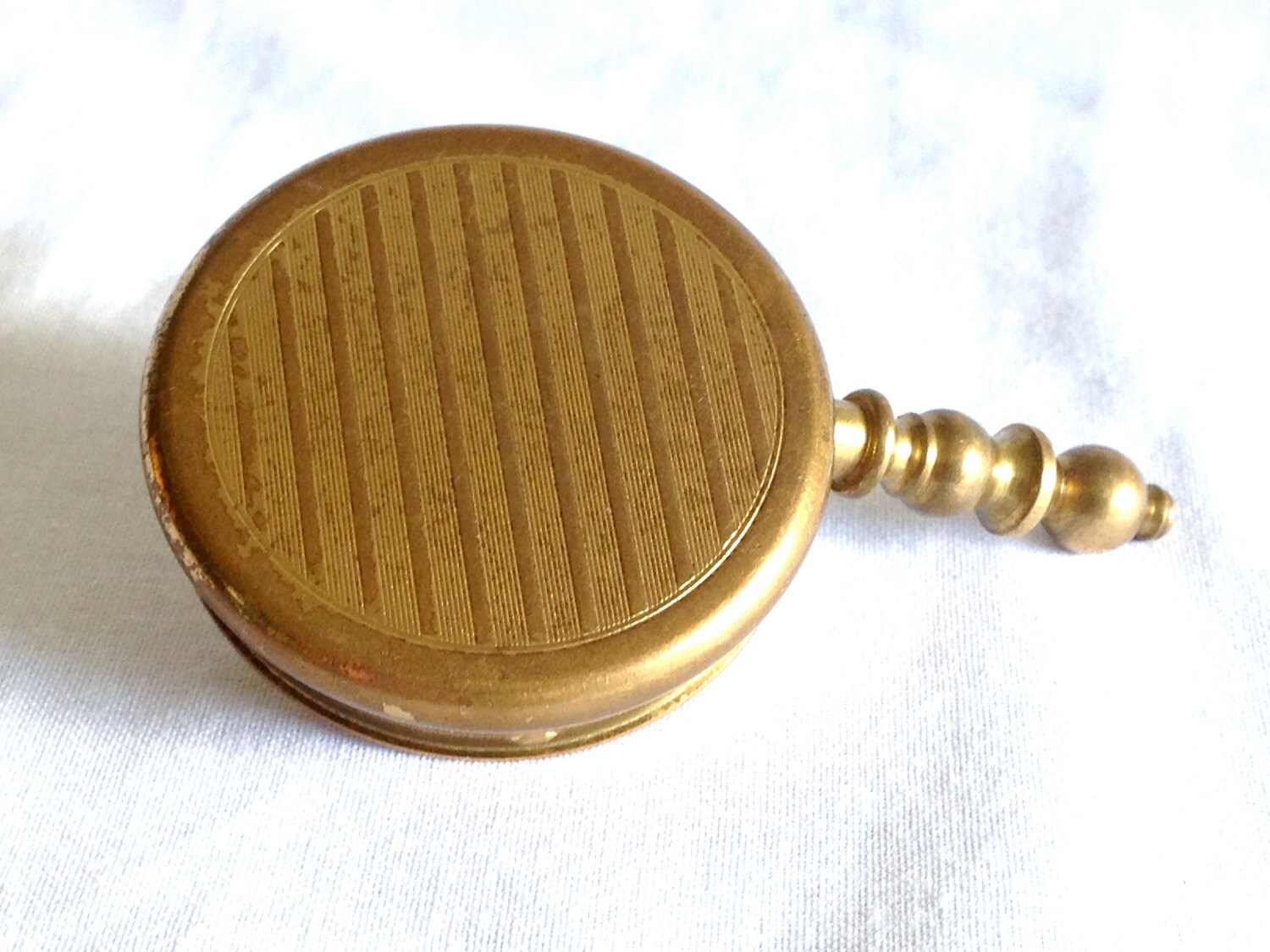 Vintage Brass Purse or Pocket Ashtray with Pink Cabochon and Etsy