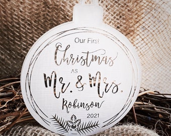 2023 Modern Personalized Couple's Christmas Ornaments/Our First Christmas As Mr & Mrs Ornament/First Married Ornament /1st Christmas Gift