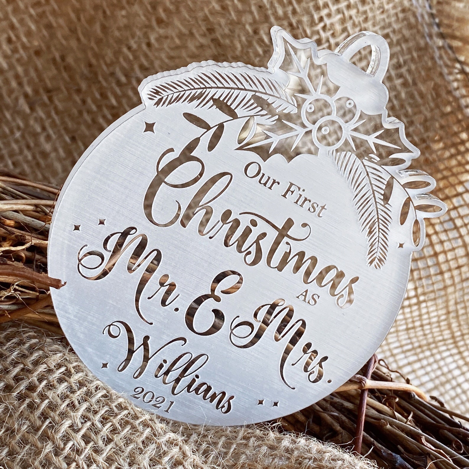 Personalized Our First Christmas Ornament Modern Christmas Etsy