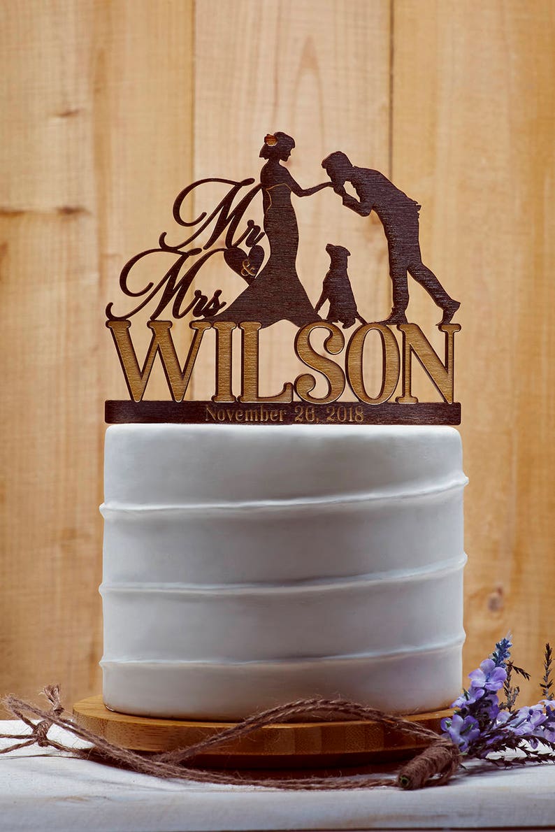 Customized Wedding Cake Topper With Dog Personalized Cake image 0