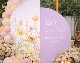 Custom Arch Birthday Backdrop, Floral Party Photo Prop
