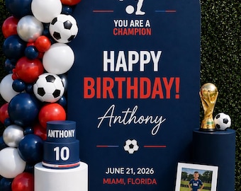 Custom Soccer Party Backdrop | World Cup 2026 Decor | Soccer Birthday,Watch Party, Baby Shower, Engagements & Event Photo Booth Personalized