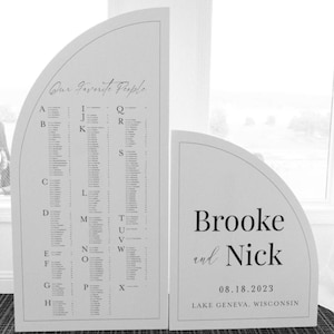 Arch Seating Chart Large Wedding Seating Chart Arched Panel with easel Entrance Sign Foam Board Custom text, color, Light Weight Indoor use