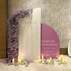 Wedding Seating Chart Large Arch Wedding Seating Chart Arched Panel with easel Entrance Sign Foam Board Custom text, color, Light Weight