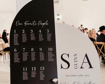 Arch Seating Chart Large Wedding Seating Chart Arched Panel with easel Entrance Sign Foam Board Custom text, color, Light Weight Indoor use
