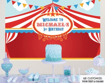 Circus Party Backdrop, First Birthday Carnival Party Backdrop, Carousel Backdrop, Any Age, Printed Or Printable File Bbd0021