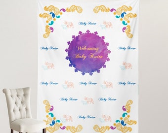 Moroccan Photo Booth Backdrop, Welcome Baby, Elephant Backdrop,Indian Party,Etnic Arabian,Printed Or Printable File BBS0051