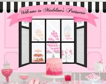 Personalized Paris Patisserie Backdrop, French Cafe Decor