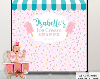 Ice Cream Party Backdrop, Ice cream First Birthday, Ice Cream Party Decor,Sprinkles Party, Printed or Printable File