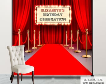 Hollywood Backdrop,Hollywood Party Personalized backdrop,Movie Theme Red Carpet Backdrop,Hollywood Birthday decor,Movie Photo Booth BBD0157