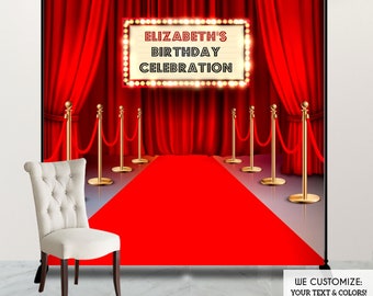 Hollywood Backdrop,Hollywood Party Personalized backdrop,Movie Theme Red Carpet Backdrop,Hollywood Birthday decor,Movie Photo Booth BBD0157