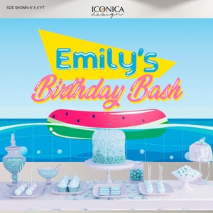 Pool Party Backdrop, Pool Birthday Personalized Decor,Pool party decorations,Watermelon Party, Summer Party Backdrop,Swimming Bash
