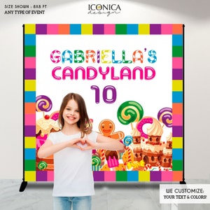 Candyland Backdrop,Candyland Birthday Banner Candyland Party Backdrop Any Age CANDYSHOP party Baking party, Printed backdrop