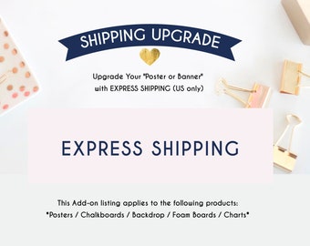 Express shipping Upgrade 3 days - Labels, Vinyl Banners 2.5x4 ft and Poster Signs, small Foam Boards