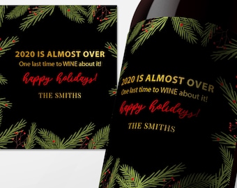 Wine Labels Christmas Personalized | Wine Labels custom | Wine labels 2021 | Champagne Labels Holiday party | Festive beer-wine labels