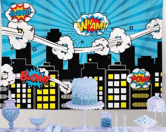 Fondo de fiesta de superhéroes / Estilo cómic (Descarga digital)